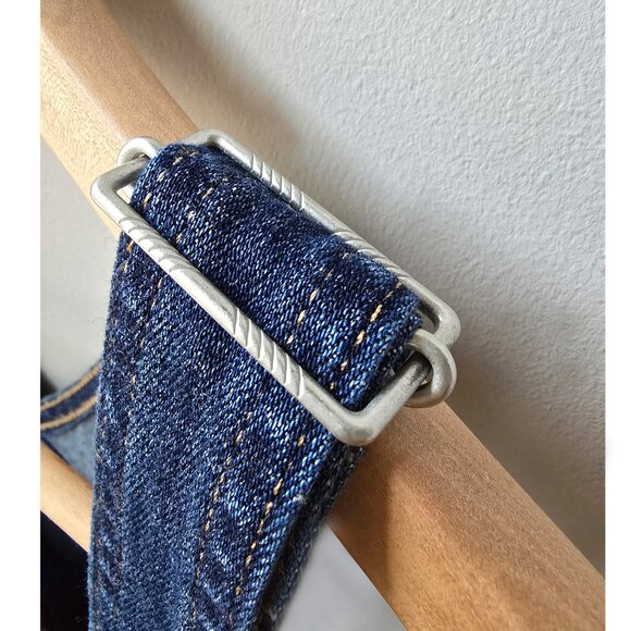 Free People Levi's Medium Blue Straight Leg Denim Overalls Size Medium 29 30 - Picture 4 of 9